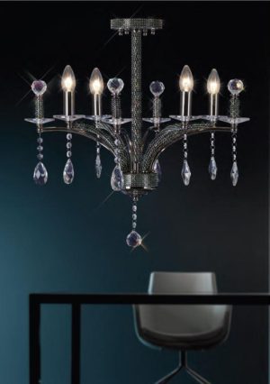 Diyas IL30364 Fiore Black Chrome and Crystal Chandelier
