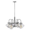 HK/CONGRES4/B CM Congress 4 Light Chrome Clear Curved Glass Shade Chandelier