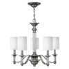 HK/SUSSEX5 Sussex 5 Light Brushed Nickel Chandelier with Shades
