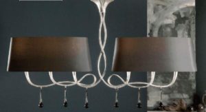 M0531 Paola 6 Light Silver Chandelier With Black Shades