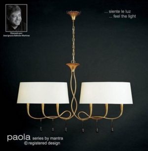 M0541 Paola 6 Light Gold Chandelier With Cream Shades