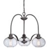 QZ/TRILOGY3 Trilogy 3 Light Old Bronze Chandelier with Glass Shades