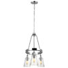 Quintiesse QN-LORAS3 Loras 3 Light Industrial Ceiling Chandelier In Polished Chrome With Seeded Glass