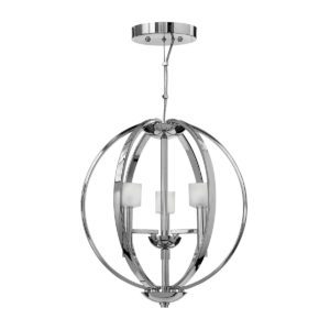 Quintiesse QN-MONDO3 Mondo 3 Light Ceiling Chandelier In Polished Chrome With Frosted Glass