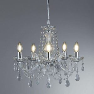 Searchlight 399-5 Marie Therese 5 Light Chandelier Ceiling Light In Polished Chrome