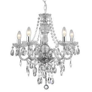 Searchlight 8885-5CL Marie Therese 5 Light Clear Acrylic Chandelier