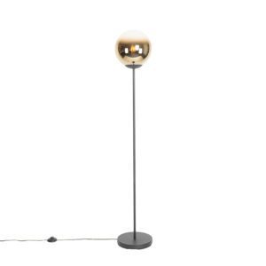 Art deco floor lamp black with gold glass – pallon