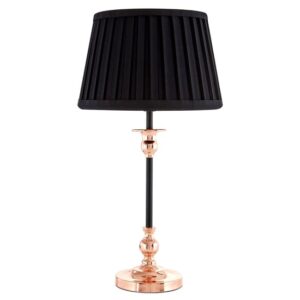 Avoca Black Fabric Shade Table Lamp With Copper Metal Base