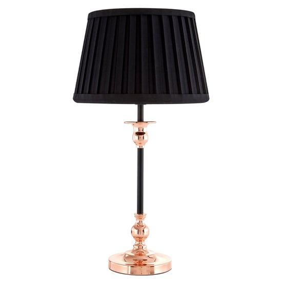 Avoca Black Fabric Shade Table Lamp With Copper Metal Base