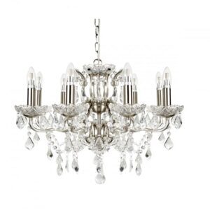 Beautiful Eight Light Chandelier In Clear Crystal Drops