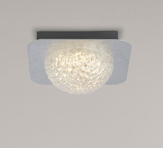 Celestia 1 LED Ceiling Light In Silver Leaf With Clear Acrylic