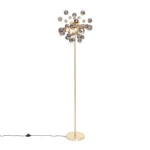 Design floor lamp brass with smoke glass 8-lights – Explode