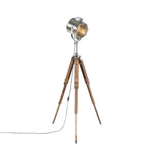 Floor lamp with wooden tripod and studio spot – Tripod Shiny