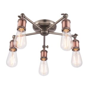 Hal 5 Lights Semi Flush Ceiling Light In Aged Pewter And Copper