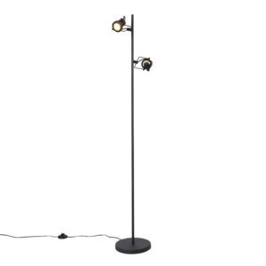 Industrial floor lamp black 2-light – Suplux