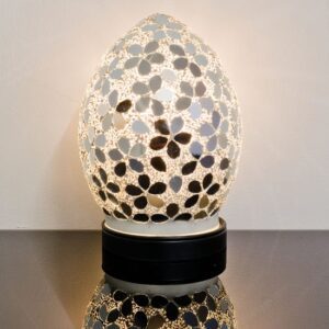 Izar Small Mirrored Flower Design Mosaic Glass Egg Table Lamp