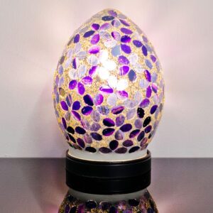 Izar Small Purple Flower Egg Design Mosaic Glass Table Lamp