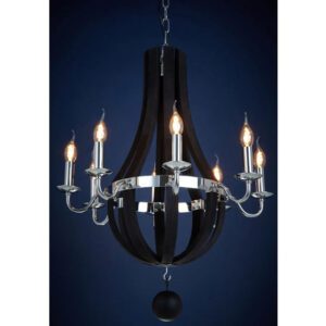 Kensick 8 Bulbs Curved Design Chandelier Ceiling Light In Black