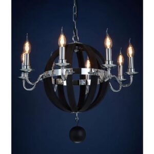 Kensick 8 Bulbs Round Design Chandelier Ceiling Light In Black
