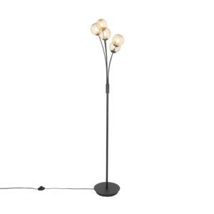 Modern floor lamp black with gold 5-lights – Athens Wire