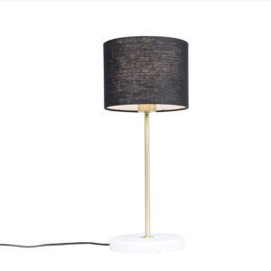 Brass table lamp with black shade 20 cm – Kaso