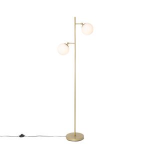Art Deco floor lamp gold with frosted glass 2-light – Pallon