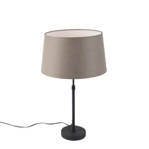 Table lamp black with linen shade taupe 35 cm adjustable – Parte