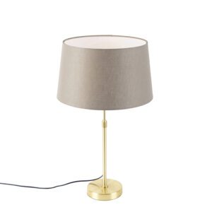 Table lamp gold / brass with linen shade taupe 35 cm – Parte