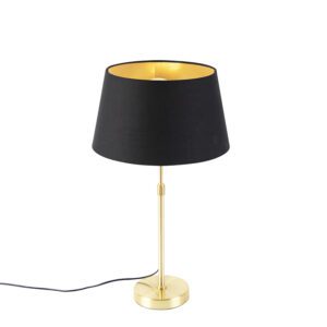 Table lamp gold / brass with shade black with gold 32 cm – Parte