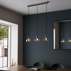 Chico Linear 3 Lights Ceiling Pendant Light In Bright Nickel