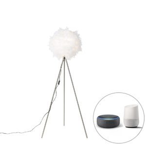 Smart romantic floor lamp white incl. Wifi A60 – Feather