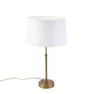 Bronze table lamp with linen shade white 35cm – Parte