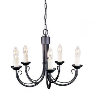 Elstead CH5 BLACK Chartwell 5 Light Chandelier In Black – Fitting Only