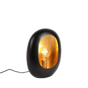 Design table lamp black with golden interior 36 cm – Cova