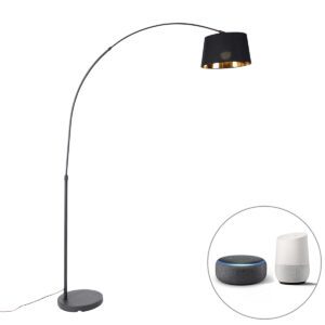 Smart arc lamp black with gold incl. Wifi A60 – Arc Basic