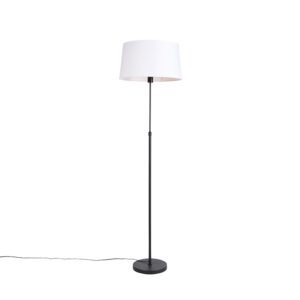 Black floor lamp with white linen shade 45 cm adjustable – Parte