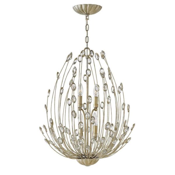 HK/TULAH4 Tulah 4 Light Two Tier Ceiling Chandelier In Silver Leaf
