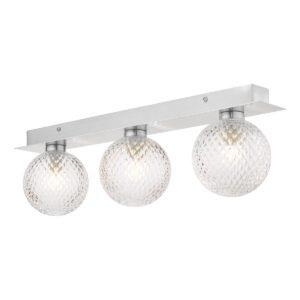 Laura Ashley Prague Bathroom 3 Light Wall Light In Polished Chrome With Glass Shades IP44