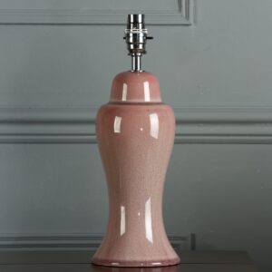 Laura Ashley Regina Small Table Lamp Base In Pink Blush Finish With Polished Chrome Detail