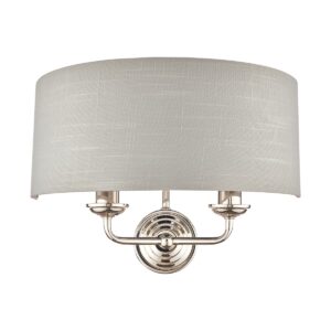 Laura Ashley Sorrento 2 Light Wall Light in Polished Nickel with Silver Shade
