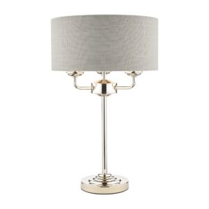 Laura Ashley Sorrento 3 Light Table Lamp in Polished Nickel with Silver Shade