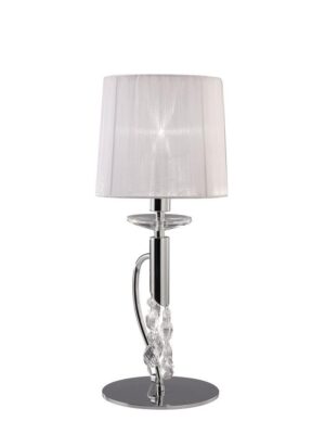 Mantra M3868 Tiffany 1+1 Light Table Lamp In Chrome With White Shade