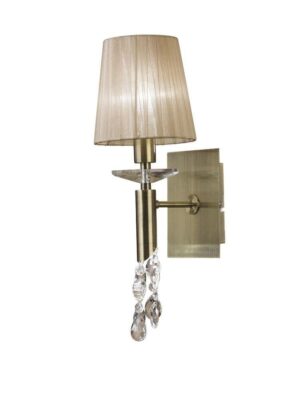 Mantra M3884/S Tiffany 1+1 Light Switched Wall Light In Antique Brass With Soft Bronze Shades