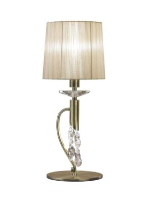 Mantra M3888 Tiffany 1+1 Light Table Lamp In Antique Brass With Soft Bronze Shade