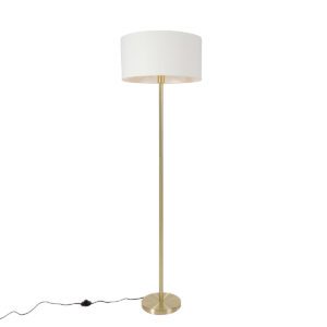 Floor lamp brass with shade white 50 cm – Simplo