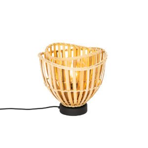 Oriental table lamp black with natural bamboo – Pua