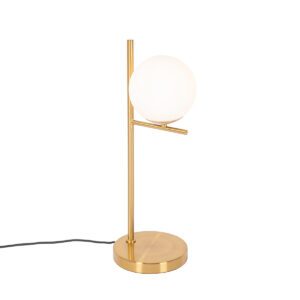 Art Deco table lamp gold and opal glass – Flore