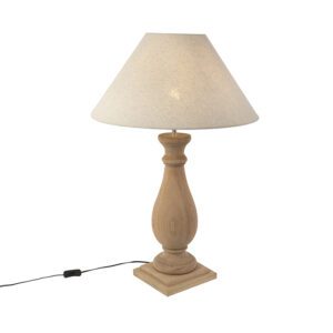 Country Table Lamp with 55cm Linen Shade Beige – Burdock