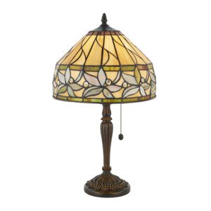 Interiors 1900 63915 Ashstead Tiffany Small 1 Light Table Lamp In Bronze With Shade – Height: 540mm