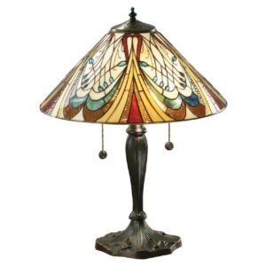 Interiors 1900 64163 Hector Tiffany Medium 2 Light Table Lamp In Bronze With Shade